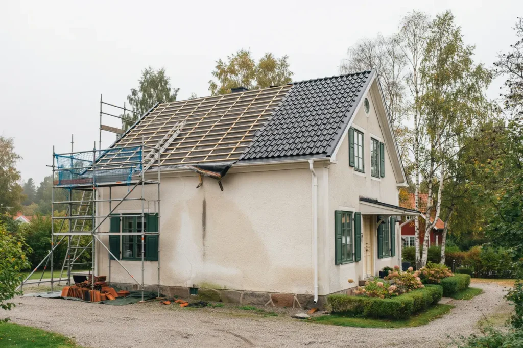 takbyte p villa tecken p att det r dags materialval och smart planering
